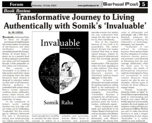 An image of a piece on Invaluable carried by the Garhwal Post. The image has a picture of the book at the center and text around it.