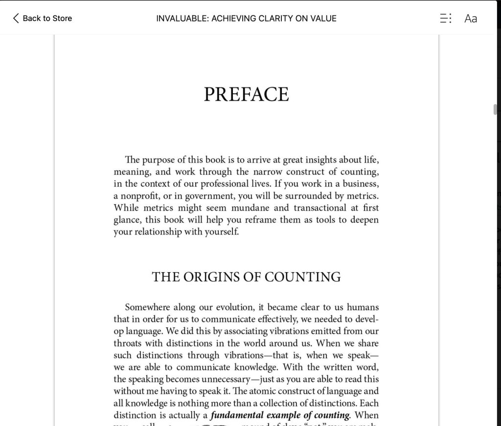 A screen grab of the preface showing up on the Kindle